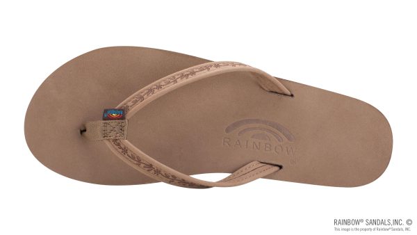 Las Flores  Single Layer Premier Leather with a Floral 1 Narrow Strap