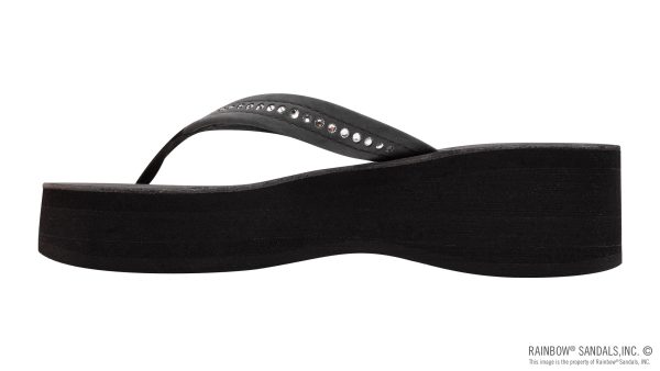 Six Layer Leather Wedge 3/4 Strap with Crystals