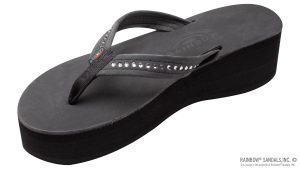 Six Layer Leather Wedge 3/4 Strap with Crystals