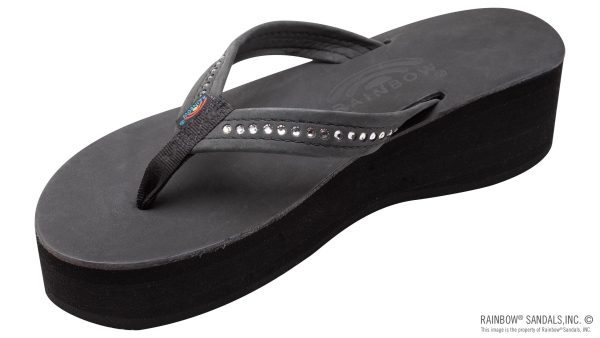 Six Layer Leather Wedge 3/4 Strap with Crystals