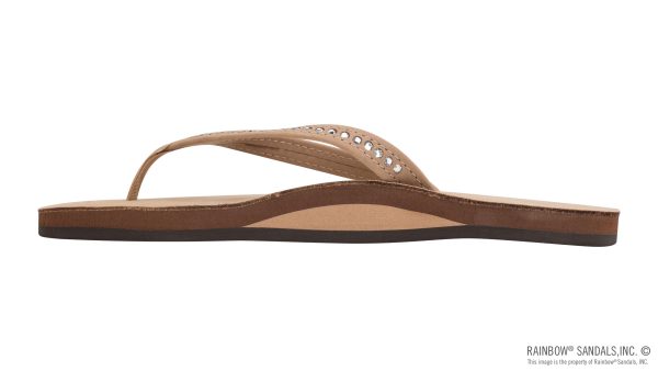 Crystal Collection  Single Layer Arch Support Leather 1 Narrow Strap with Crystals