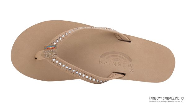 Crystal Collection  Single Layer Arch Support Leather 1 Narrow Strap with Crystals