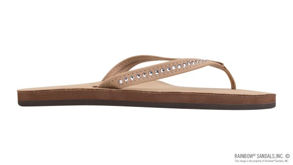 Crystal Collection  Single Layer Arch Support Leather 1 Narrow Strap with Crystals