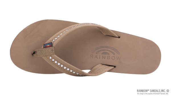 Crystal Collection  Double Layer Arch Support Leather  3/4 Medium Strap w/ Crystals