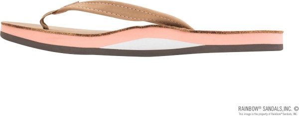 Rainbow Sandals Women's Single Layer Premier Leather w/Melon Midsole/Narrow Strap Sandal. Sierra Brown/Melon. Ladies Small / 5.5-6.5 B(M) US | Flats