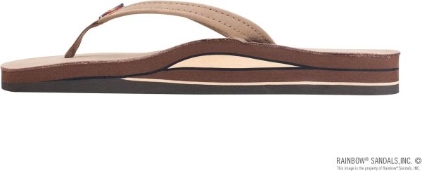 Rainbow Sandals Women's Double Layer Premier Leather Narrow Strap w/Arch. Dark Brown. Ladies Medium / 6.5-7.5 B(M) US | Flats