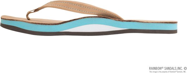 Rainbow Sandals Women's Single Layer Premier Leather w/Ocean Midsole/Narrow Strap Sandal. Sierra Brown/Ocean. Ladies Medium / 6.5-7.5 B(M) US | Flats