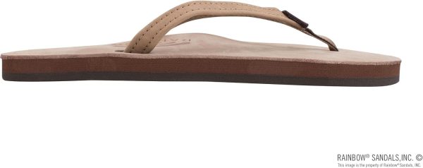 Rainbow Sandals Women's Single Layer Narrow Strap. Dark Brown. 7.5-8.5 | Premier Leather w/ Arch Support and a 1arrow Strap. Ladies Large | Flats