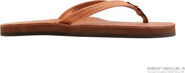 Rainbow Sandals Ladies Luxury Leather - Single Layer Arch Support With 1arrow Strap. Tahitian Tan. Ladies Size Small / 5.5-6.5 | Flats