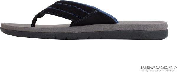Rainbow Sandals Men's East Cape Molded Rubber Sandal. Black/Blue Strap w/Grey Top. Men's 7 D(M) US | Sandals