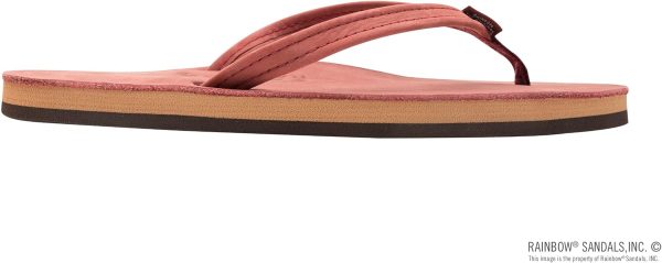 Rainbow Sandals Women's Single Layer Leather Sandal. Cognac w/Fawn Midsole. Medium / 6.5-7.5 B(M) US | Flats