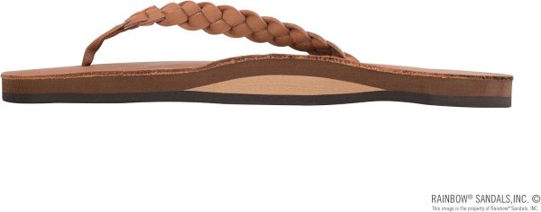 Rainbow Sandals Women's Single Layer Classic Leather w/Double Braided Strap. Tan/Brown. Ladies Small / 5.5-6.5 B(M) US | Flip-Flops
