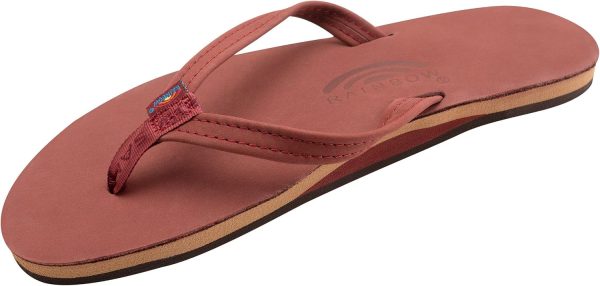 Rainbow Sandals Women's Single Layer Leather Sandal. Cognac w/Fawn Midsole. Medium / 6.5-7.5 B(M) US | Flats