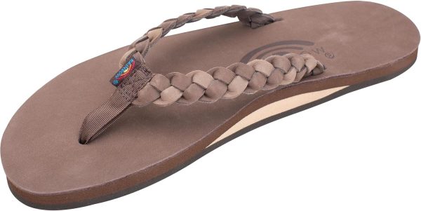 Rainbow Sandals Women's Single Layer Premier Leather w/Double Braided Strap Expresso/Dark Brown. Ladies Small / 5.5-6.5 B(M) US | Flip-Flops