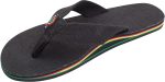 Rainbow Sandals Women's Single Layer Hemp. Black w/Rasta Mid Sole. Ladies. Medium 6.5-7.5 D(M) US | Flip-Flops