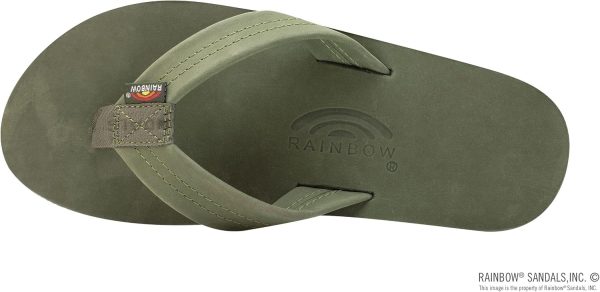 Rainbow Sandals Men's Double Layer Leather Sandal. Forest Green w/Fawn Midsole. Small / 7.5-8.5 B(M) US | Sandals