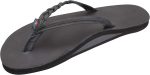 Rainbow Sandals Women's Flirty Braidy. Classic Black. Small / 5.5-6.5 | Classic Leather w/Single Braided Strap | Flats