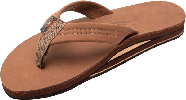 Rainbow Sandals Men's Leather Double Layer w/Arch Wide Strap. Redwood. Medium / 8.5-9.5 D(M) US | Sandals