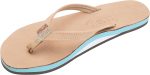 Rainbow Sandals Women's Single Layer Premier Leather w/Ocean Midsole/Narrow Strap Sandal. Sierra Brown/Ocean. Ladies Medium / 6.5-7.5 B(M) US | Flats