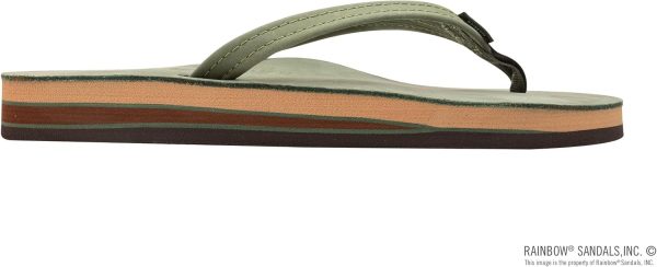 Rainbow Sandals Women's Double Layer Leather Sandal. Forest Green w/Fawn Midsole. Small / 5.5-6.5 B(M) US | Flats