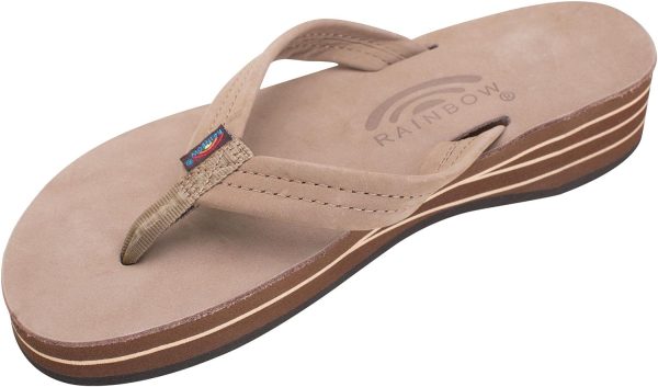 Rainbow Sandals Women's Four Layer Wedge 3/4eather Strap. Dark Brown. Ladies X-Large / 8.5-9.5 B(M) US | Platforms & Wedges
