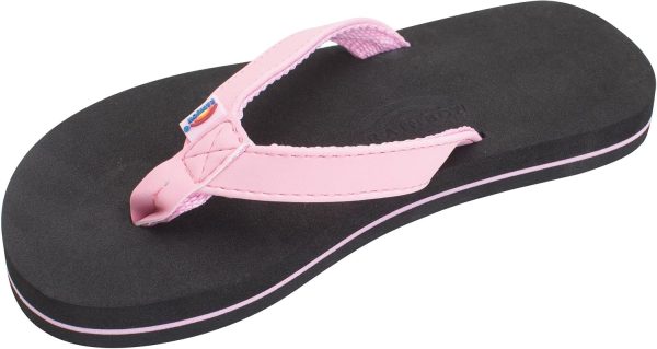 Rainbow Sandals Kid's Grombow's Soft Top Rubber w/Neoprene Narrow Pink Narrow Strap. Black. Kid's 11B(M) US | Sandals