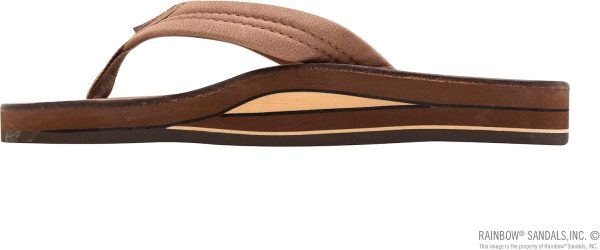 Rainbow Sandals Ladies Luxury Leather - Double Layer Arch Support with 1trap. Nogales Wood. Ladies size L / 7.5-8.5 | Flip-Flops