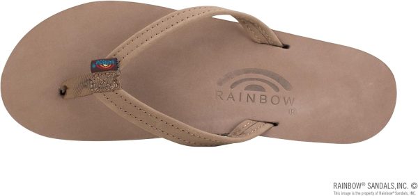Rainbow Sandals Women's Double Layer Premier Leather Narrow Strap w/Arch. Dark Brown. Ladies Medium / 6.5-7.5 B(M) US | Flats