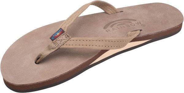 Rainbow Sandals Women's Single Layer Narrow Strap. Dark Brown. 7.5-8.5 | Premier Leather w/ Arch Support and a 1arrow Strap. Ladies Large | Flats