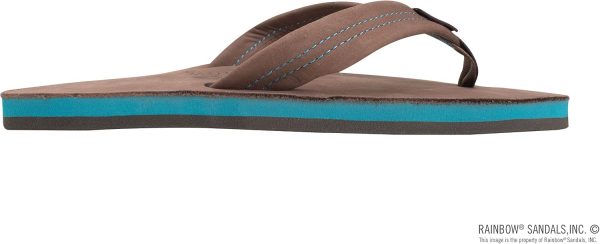 Rainbow Sandals Men's Single Layer Premier Leather with Blue Midsole. Expresso. Men's Small / 7.5-8.5 D(M) US | Sandals