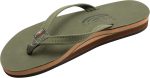 Rainbow Sandals Women's Double Layer Leather Sandal. Forest Green w/Fawn Midsole. Small / 5.5-6.5 B(M) US | Flats