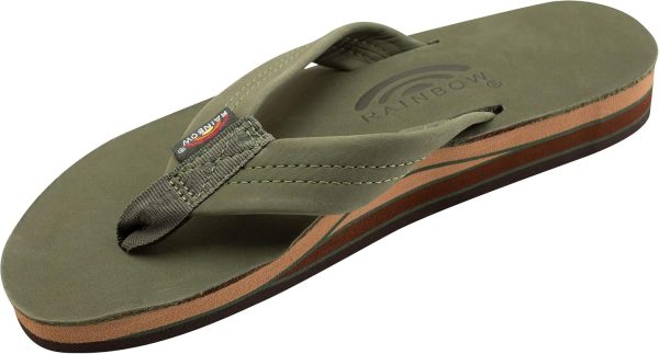 Rainbow Sandals Women's Double Layer Leather Sandal. Forest Green w/Fawn Midsole. Ladies 19.5-15 B(M) US | Sandals