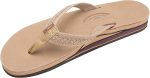 Rainbow Sandals The Willow - Double Layer Leather Sierra Brown Sandal with Double Braided 3/4trap. Ladies. X-Large. 8.5-9.5 D(M) US | Flats