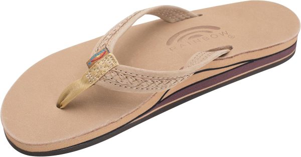 Rainbow Sandals The Willow - Double Layer Leather Sierra Brown Sandal with Double Braided 3/4trap. Ladies. X-Large. 8.5-9.5 D(M) US | Flats