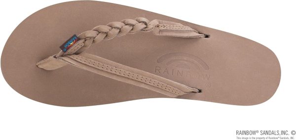 Rainbow Sandals Women's Flirty Braidy. Dark Brown. Medium / 6.5-7.5 | Premier Leather w/Single Braided Strap | Flats