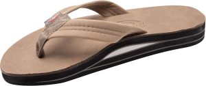 Rainbow Sandals Mens Luxury Leather - Double Layer Arch Support with 1trap. Stone Grey. Mens size M / 8.5-9.5 | Sandals
