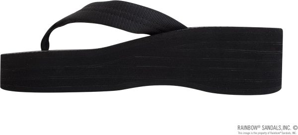 Rainbow Sandals Women's Six Layer Wedge Rubber 1VA Filled Nylon Strap. Rainbow/Black. Ladies Small / 5.5-6.5 B(M) US | Platforms & Wedges