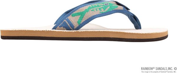 Rainbow Sandals Women's Single Layer Hemp w/Fish Strap. Natural/Light Green Fish/Cream. Ladies Small / 5.5-6.5 B(M) US | Flip-Flops