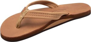 Rainbow Sandals Ladies Luxury Leather - Single Layer Arch Support with a 3/4edium Strap Buckskin. Ladies size M / 6.5-7.5 | Flats