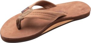 Rainbow Sandals Mens Luxury Leather - Single Layer Arch Support. Nogalas Wood. Mens size S / 7.5-8.5 | Sandals
