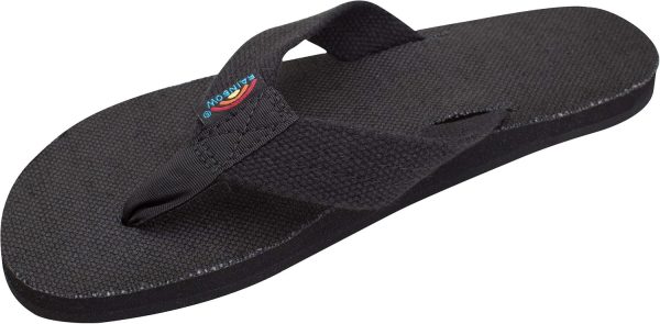 Rainbow Sandals Womens Hemp Single Layer Wide Strap Black Small (5.5-6.5) | Flip-Flops