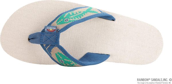 Rainbow Sandals Men's Hemp Single Layer Fish Strap With Arch. Natural/Light Green Fish/Cream. Men's Medium / 8.5-9.5 D(M) US | Sandals