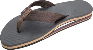 Rainbow Sandals Men's Double Layer Soft Top 1VA Rubber Filled w/Nylon Strap. Brown/Black Men's Medium / 8.5-9.5 B(M) US | Sandals