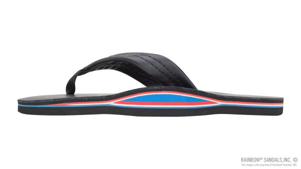 The Americana  Men's Single Layer Classic Leather with Red White & Blue Mid Sole