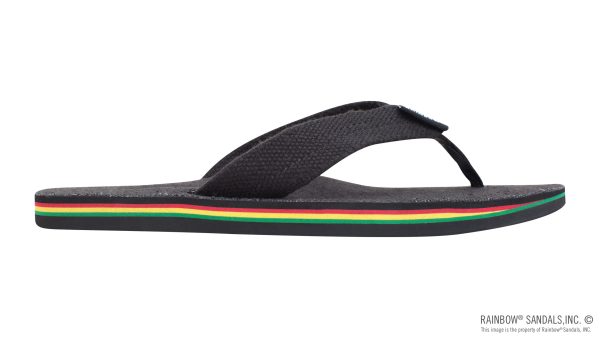 The Rastafarian Single Layer Black Hemp with Rasta Mid Sole and 1 Strap